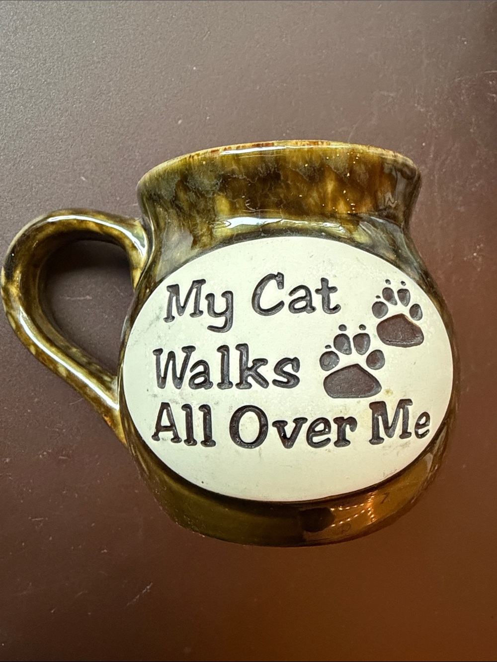 My Cat Walks All Over Me Ceramic Mug - Brown